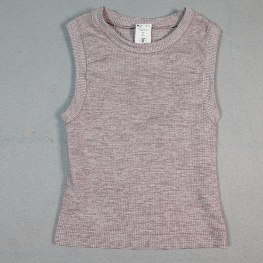 Athleta Tank Top Womens 2XS Pink Ribbed Knit Sleeveless Lightweight Yoga Gym
